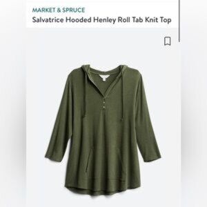 Market & Spruce 'Salvatrice' Hooded Henley Roll Tab Knit Top in Olive